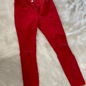 Express Red Distressed Jeans